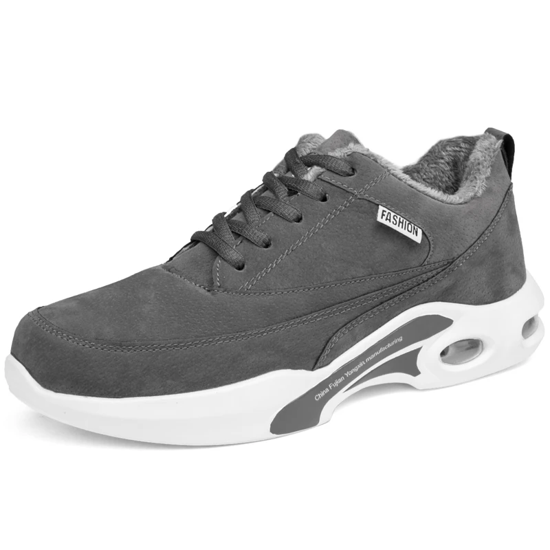 Осенне-зимняя мужская Спортивная прогулочная обувь, удобные кроссовки для бега, черные, серые спортивные кроссовки, недорогие мужские беговые кроссовки - Цвет: Gray-fur