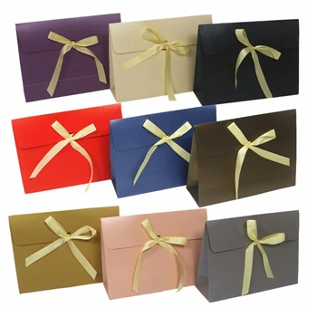 

20 Pack Paper Gift Bags with Bow Ribbon Deluxe Scarf Gloves Hats Jewelry Box Carrier Bag Party Favor Bag Treat Bags