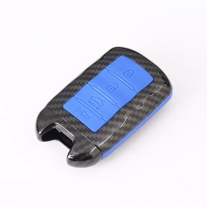 Чехол для ключей из углеродного волокна ABS для KIA K9 Cadenza K7 3/4 кнопка дистанционного управления - Название цвета: 4button carbon blue