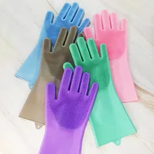 Пара перчаток для мытья посуды кухонные силиконовые перчатки для чистки Волшебные силиконовые перчатки для мытья посуды щетка для домашнего хозяйства перчатки