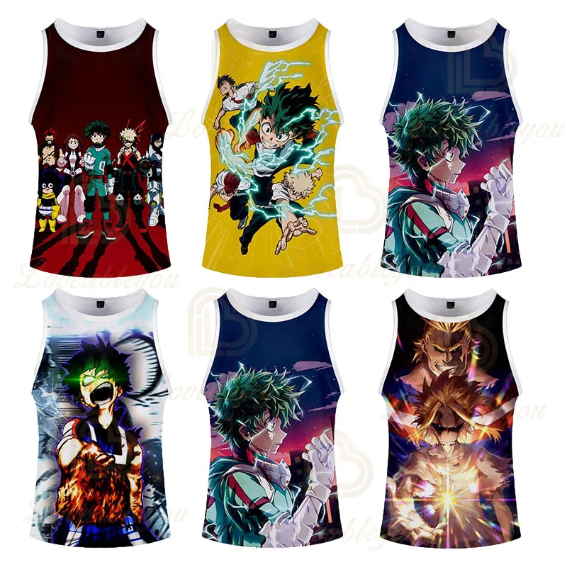 

MY HERO ONE'S JUSTICE Sleeveless Shirts Tank Top Fitness Summer Shirts Mens Women Singlet Bodybuilding Vest Tops