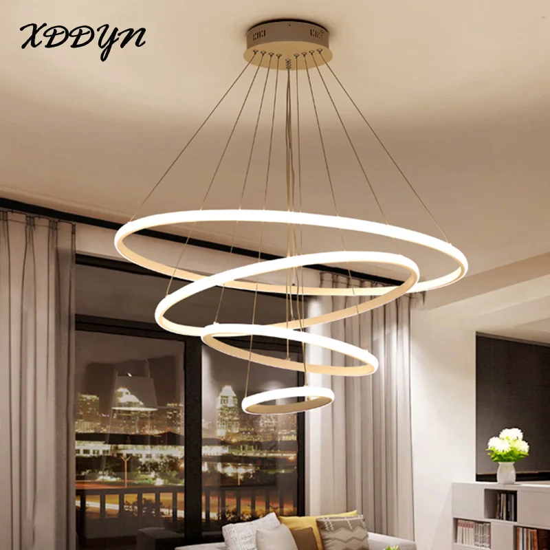 

Circle Ring Creative Led Pendant Light For Living room Dining room Bedroom Modern Led Pendant Lamp Black&White&Gold Dimmable