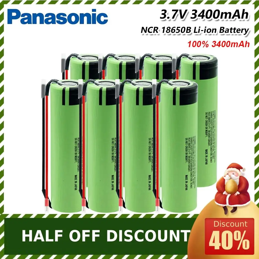 Panasonic 18650 литий-ионный NCR 18650B 3,7 в 3400 мАч перезаряжаемый литиевый аккумулятор для батареи+ DIY подключение Linie