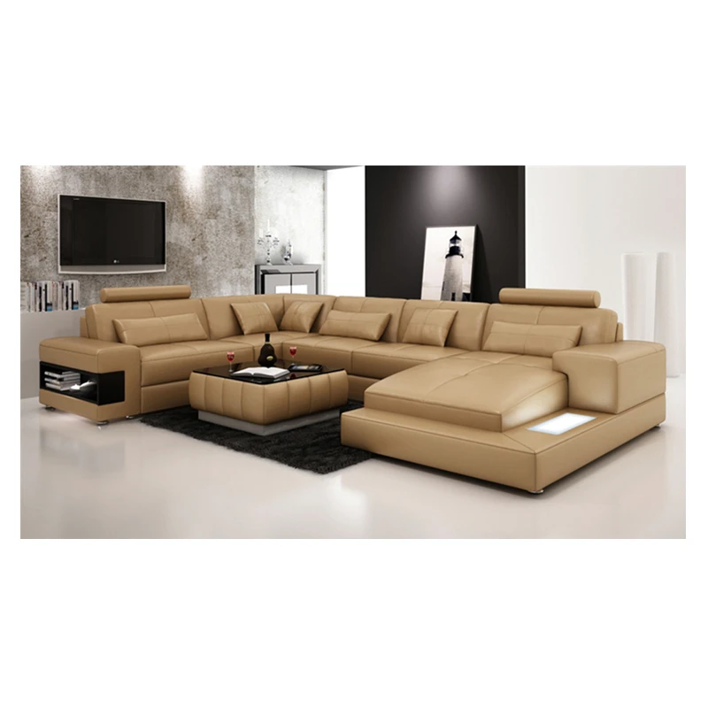 Современный дизайн u-образная мебель для гостиной диван угловой диван из натуральной кожи