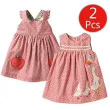 Вельветовое платье с яблоком для маленьких maven18M-6Years, 2 предмета г. Осеннее нарядное элегантное платье для маленьких девочек осенняя одежда