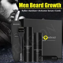 4 шт./компл. Для мужчин борода Набор для выращивания Усилитель роста волос толще масло Питательный несмываемый борода растут комплект с расческой