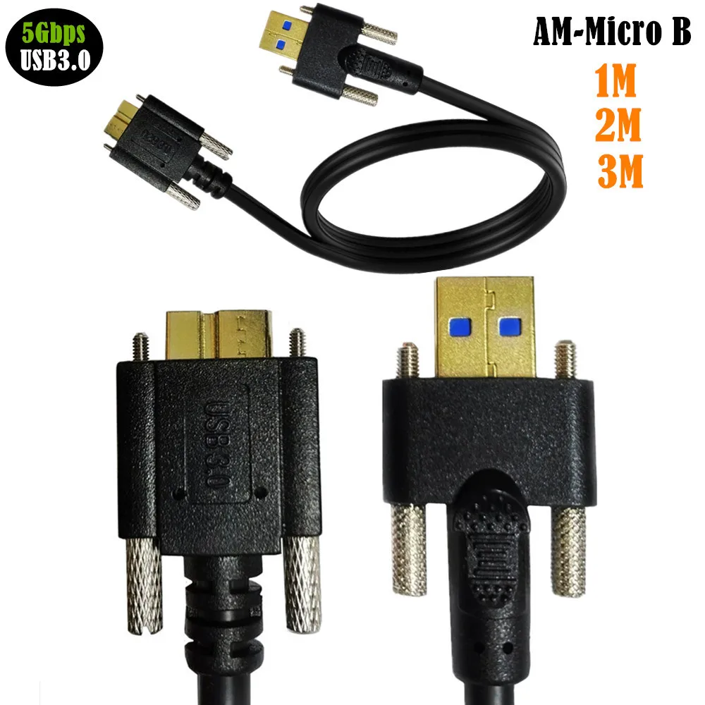 USB 3.0 A Male to Micro Male, both with Dual M3 Screw Locking Cable Support Data Sync and Charging Cord _ - AliExpress Mobile