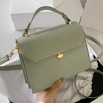 

Retro Alligator Square Bags Women Crocodile Pattern Handbag Capacity Casual Crocodile Shoulder Messenger Bags Ladies PU Purse