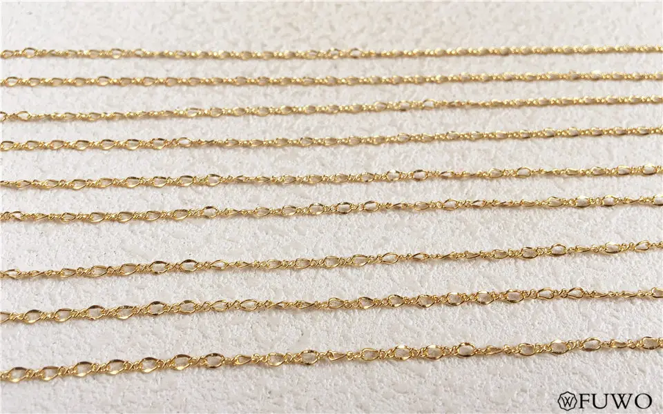 FUWO Высококачественная латунная цепь с 24k золотой окунутой анти-тарнированной овальной цепочкой для изготовления ожерелья 2* 3mm10Meter/лот NC010