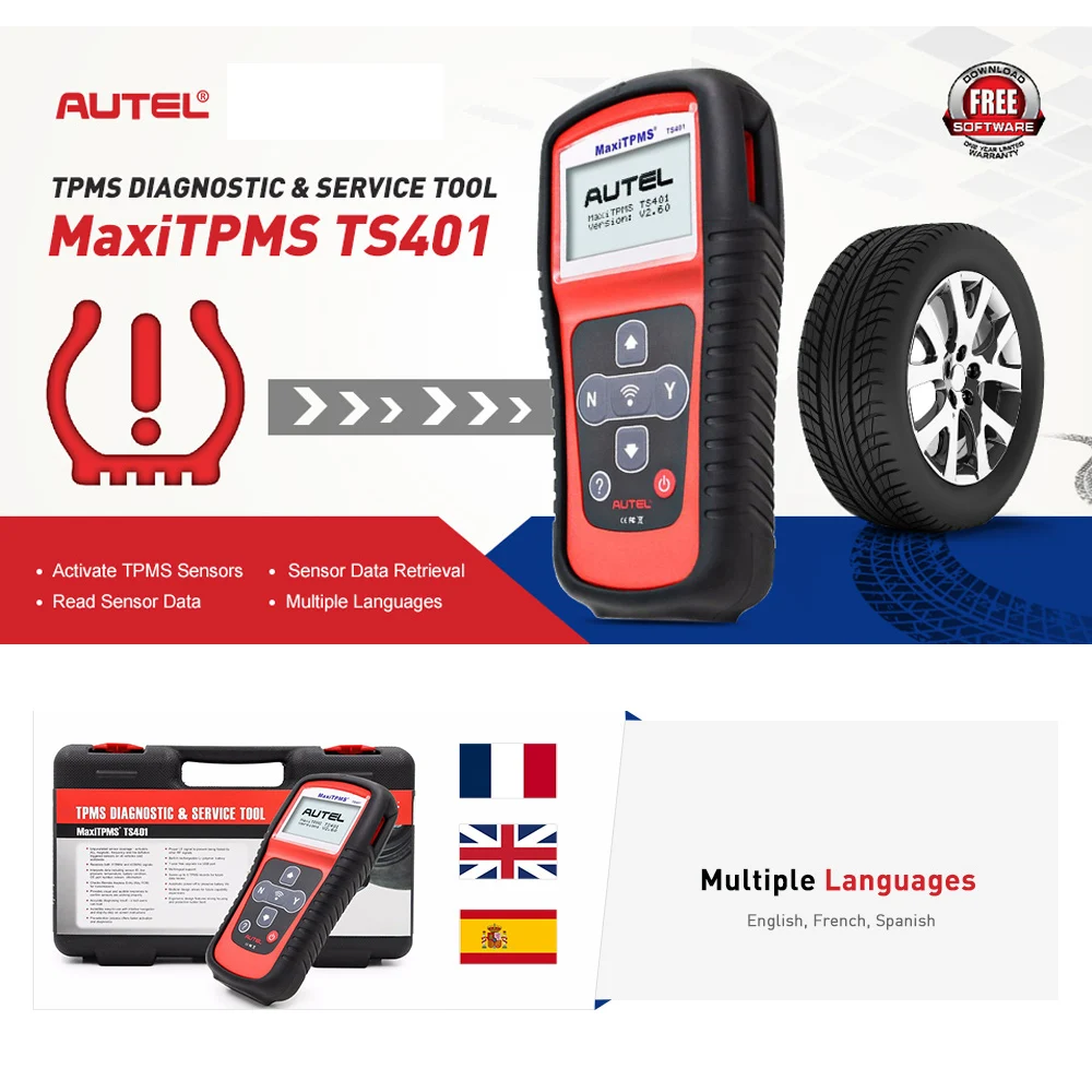 AUTEL MaxiTPMS TS401 TPMS OBD2 автомобильный Программируемый датчик шин активатор декодер