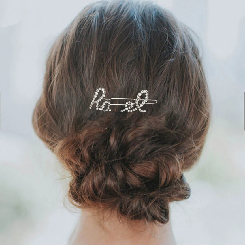 

Crystal Pearl Rhinestone Letter Hair Clips for Women Fashion Alphabe Hair Accessories Barrette Style Hairpins Brand Jewelry