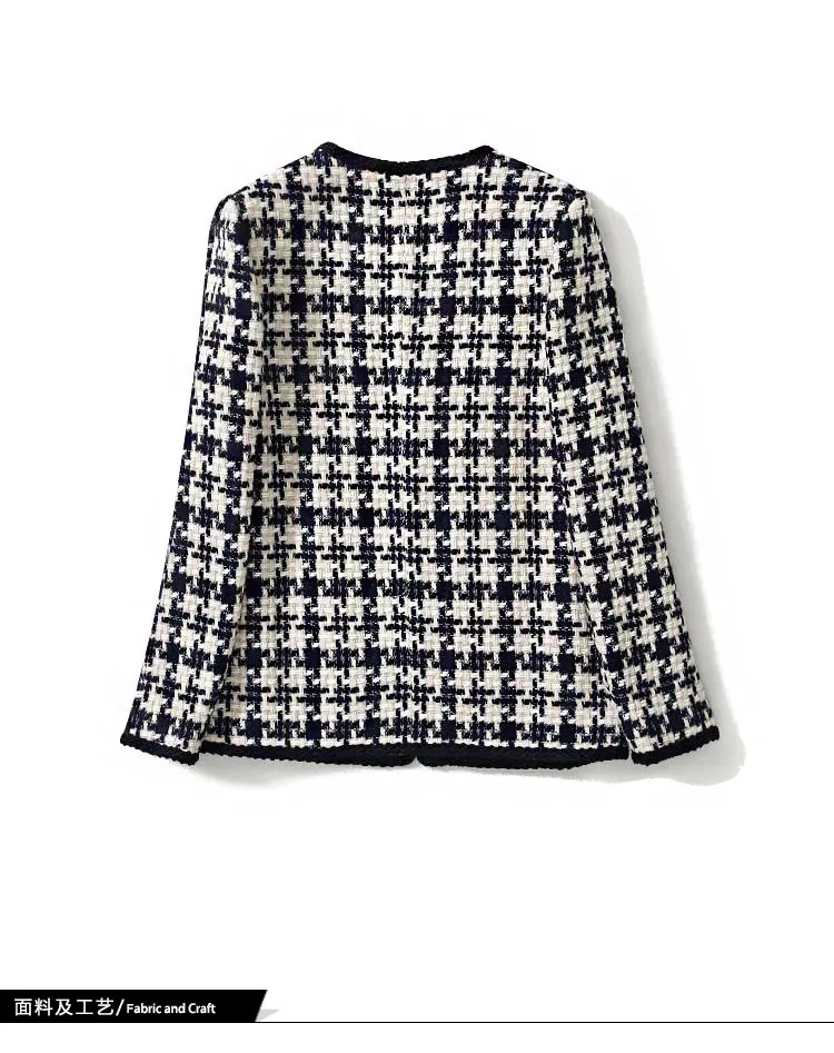 Новинка осень зима Женская твидовая куртка подиумная брендовая жаккард с геометрическим узором v-образный вырез с цепочкой отделка маленькие карманы элегантная верхняя одежда