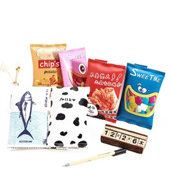 

1 Pc 6 Style Cute Kawaii Pencil Bags Creative Stationery Simple Snack Pattern Large Capacity Multi-function Stationery School
