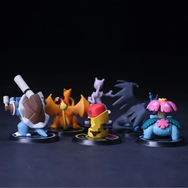 6pcs/set pokemon Pikachu Mewtwo Charizard Venusaur Blastoise Anime Model Figure PVC Toys 2