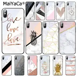 MaiYaCa Art белый черный розовый мрамор с рисунком ананаса закаленное стекло PhoneCase для iPhone 11 Pro XR XS MAX 8X7 6S Plus