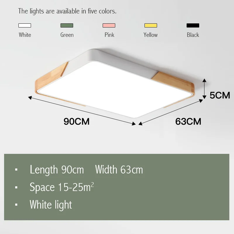 Современные прямоугольные светодиодные потолочные светильники для гостиной, светодиодные светильники, декоративная разноцветная потолочная лампа в спальне, светильники переменного тока 90-260 В, длина 50 см - Цвет корпуса: White L90 W63CM