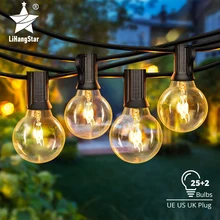 25FT E12 Base G40 Tungsten Light Bulb Fairy Light String Christmas Light String Wedding Outdoor Party Garden Wreath Decoration
