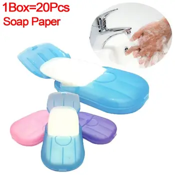 

20pcs/Box Travel Disposable Soap Washing Hand Bath Soap Paper Scented Slice Sheet Foaming Soap Case Paper Mini Soap Health Care