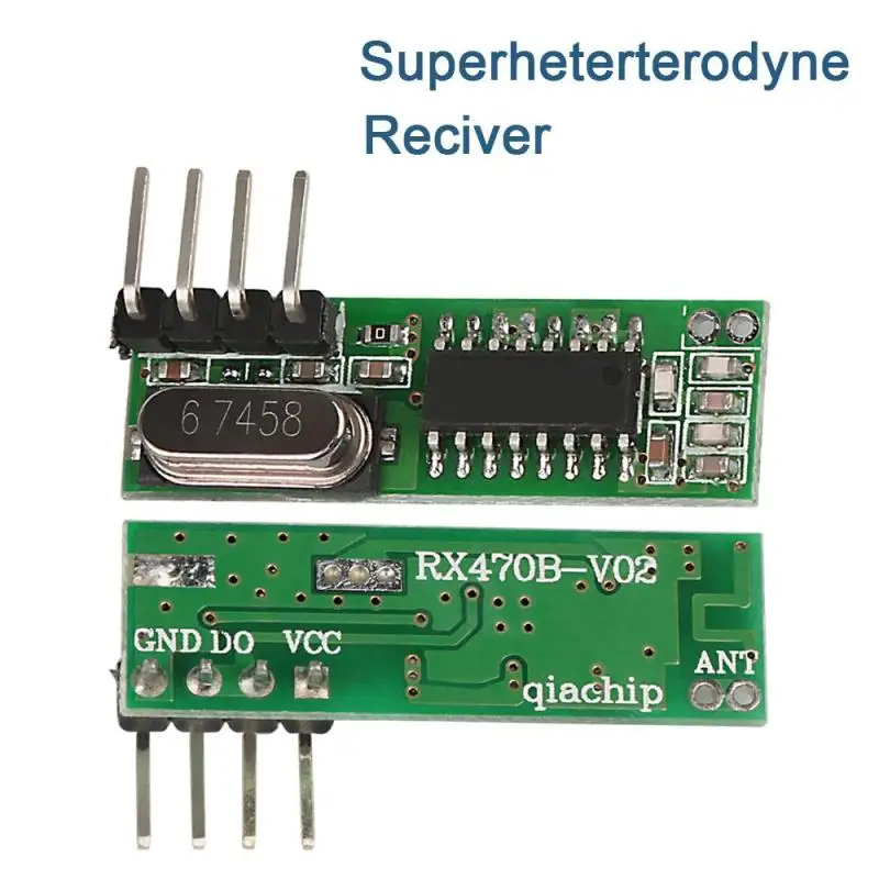 1set 2pcs superheterodyne 433Mhz RF transmitter and receiver Module kit small size low power for Arduino/ARM/MCU diy kitPackage Included:Receiver module * 1pcs Transmitter module * 1pcsApplication environmentRemote control switch, receiver module, motorcycles, automobile anti-theft products, home security products,