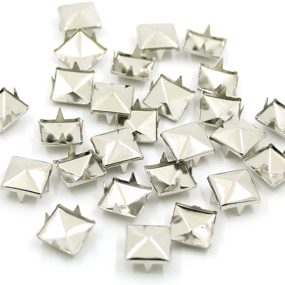 Sliver Rivets 6-20mm Square Spikes 2 4 Claws Rivet Clothing With Studs Metal Leather Rivets Punk Accessories DIY 25 50 100Pcs metal rivets