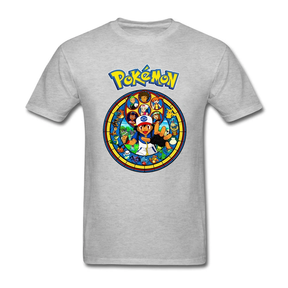 Повседневная футболка с покемоном Camiseta Masculina, мужские футболки из хлопка 3XL, футболки с коротким рукавом для подростков, футболка с мультяшным монстром - Цвет: Серый