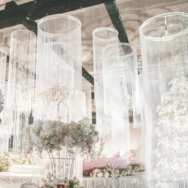 Upscale Design Ceiling Decor Ferris Wheel Hanging Ring With Sagging Line Curtain Hoop Garland for Wedding Party Decoration Props