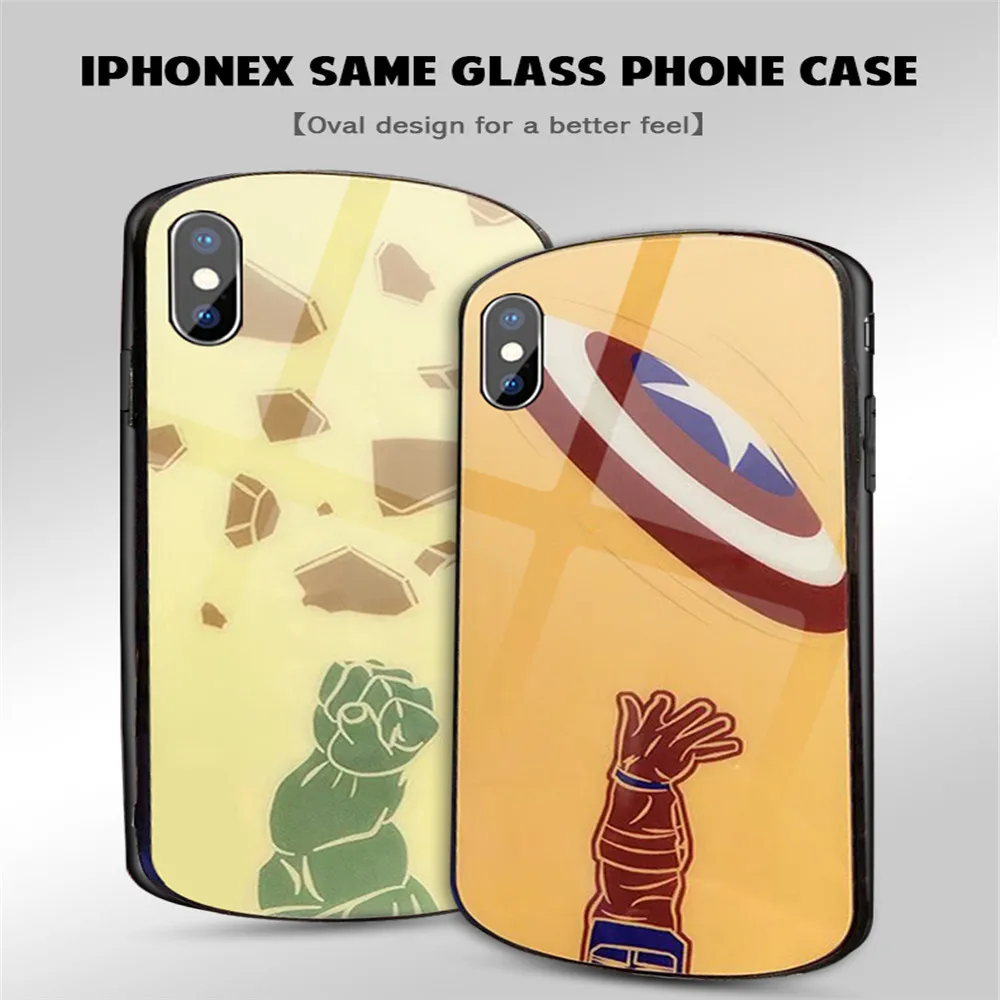 

Tempered Glass Superman Captain America Iron Man Batman Hulk Thor Thor For iPhone X 7 8 6s Plus XR XS MAX Fundas