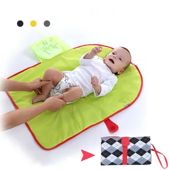 

Foldable Portable Changing Station For Newborn Baby Infant - Waterproof Lightweight Travel Home Diaper Changer Mat With Pockets