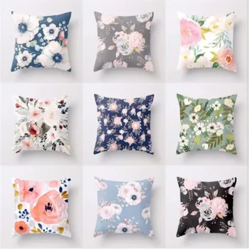 

Small Fresh Pastoral Flowers Cushion Cover Polyester Square Waist Office Sofa Car Throw Pillowcase Home Decorative Pillow Covers