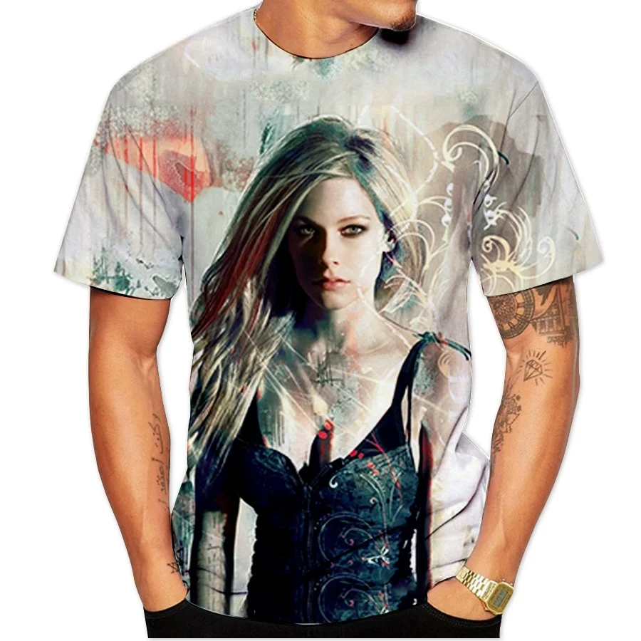 

New Fashion Summer Women/Men 3D print Avril Lavigne hip hop Leisure T-shirt