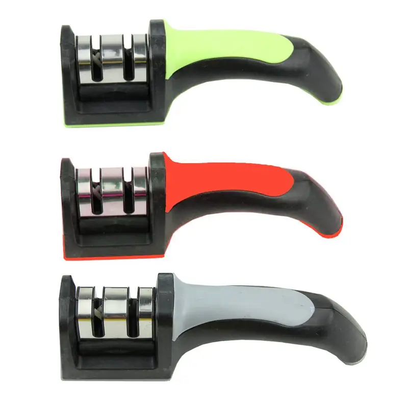 Household Handle Type Knife Sharpener 2 Stages Hard Carbide Ceramic Sharpening Stone Handle 19x5x6cm