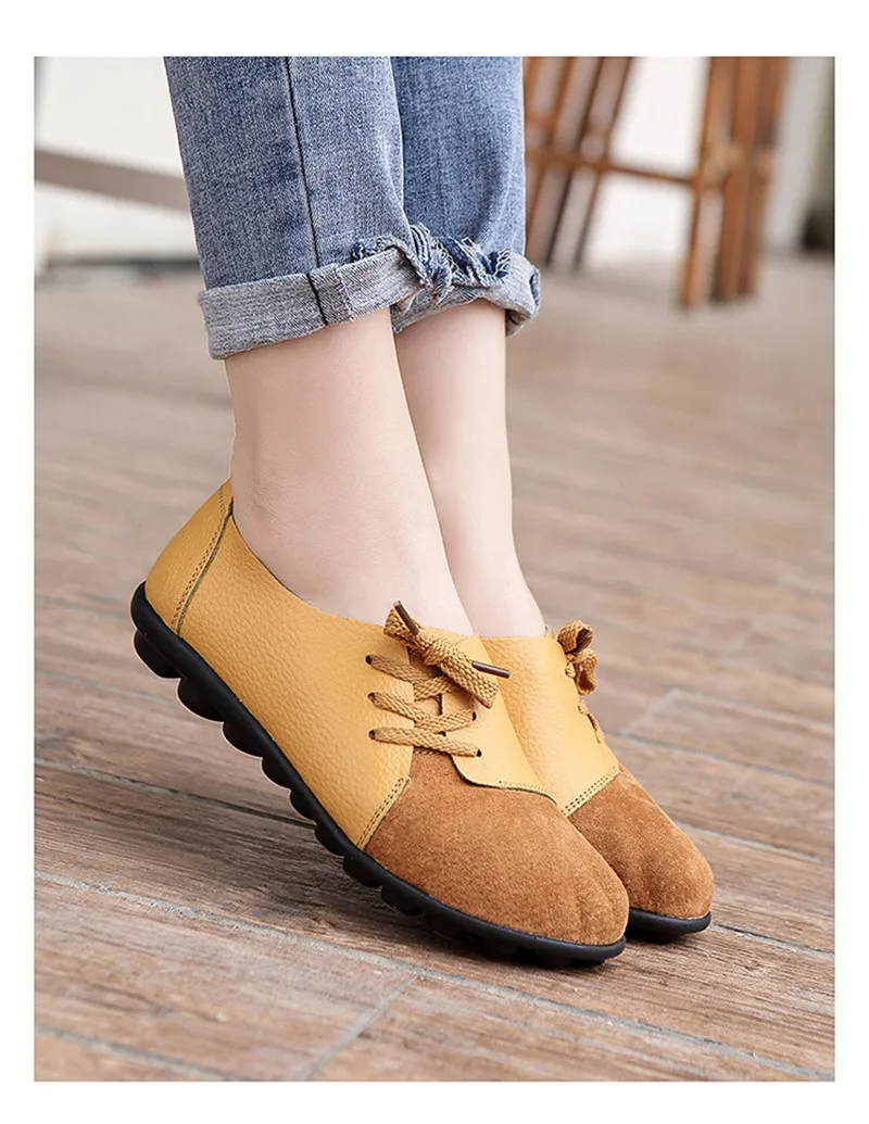 2019 New Leather Women Plus Size Sewing Flats Moccasins Loafers Ballet Flats Women Comfortable Soft Casual Shoes Ladies VT634 (14)