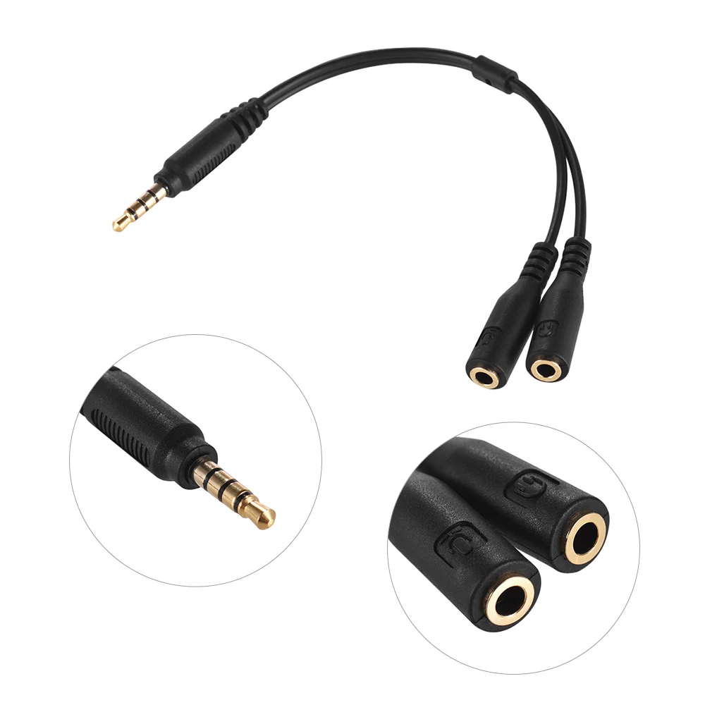 3.5mm Microphone Adapter Cable Audio Stereo Mic Converter Cord Two 3-Pole TRS Female to One 4-Pole TRRS Male Plug for Smartphone