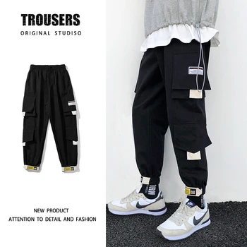 

Autumn New Overalls Men Fashion Solid Color Casual Multi-pocket Tooling Long Section Man Wild Hip Hop Loose Joggers Sweatpants