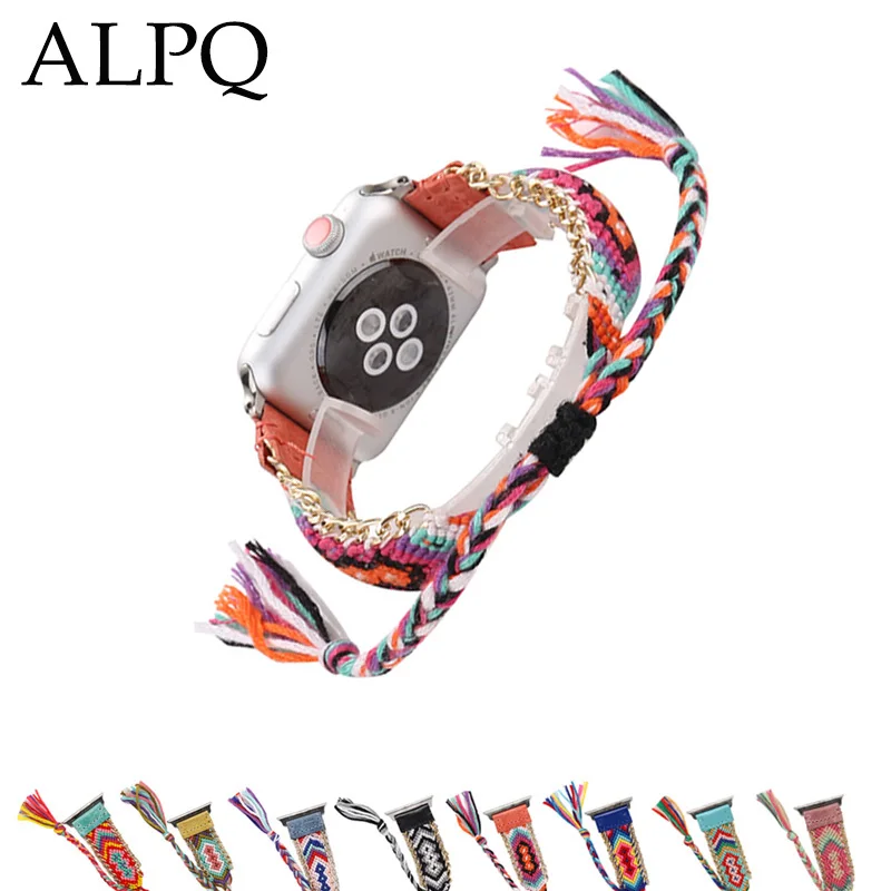 

Braided rope strap for apple watch 4 band 44mm 40mm For iwatch strap series 4 3 2 1 42mm 38mm bracelet belt Handmade clock
