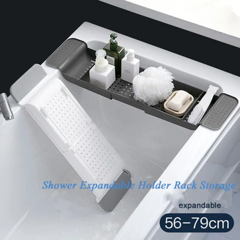 WJBATH Bathtub Caddy Tray Bath Bridge Rack Extendable Toy Pad Book Phone Candle Holder Tablet Bathroom Storage Plastic Large White for Relaxing Fits Most Bathtubs 