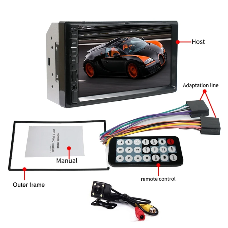 2 Din Car Multimedia Player Car Radio Bluetooth Mirrorlink HD Press Radio Mp5 Player Usb AUX Audio Stereo 7082