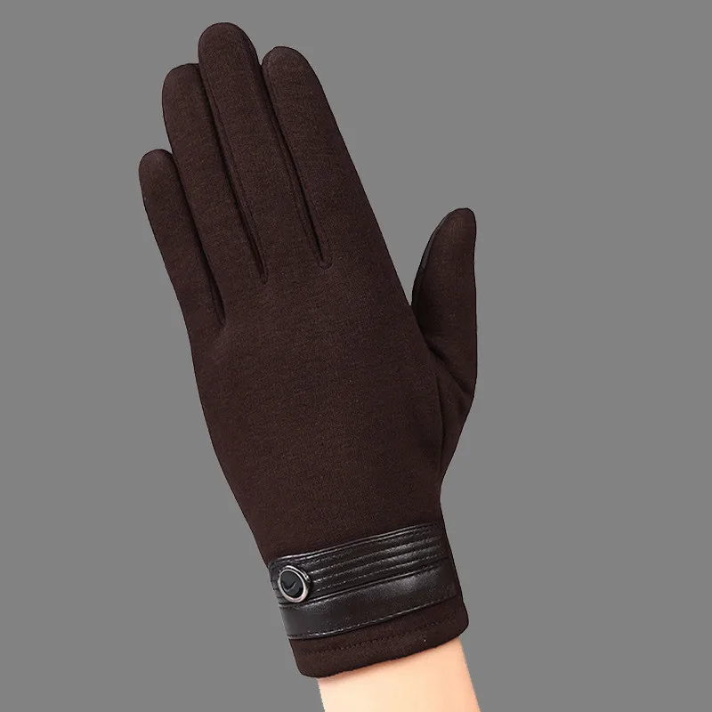 D- Brown Men Winter Gloves Luxury Leather Moto Guantes PU Patchwork Thick Gloves Male Motocicleta Thermal Warm Gloves anti-skid - Цвет: D- Brown