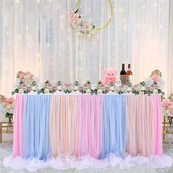 

Multi Colors Table Skirt Romantic Tulle Table Cloth for Wedding Party Table Decoration Birthday Home Party Accessory Supplies