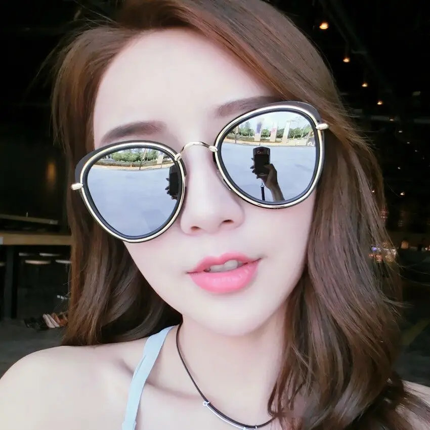 

90188 Retro circular spectacle frames for men and women with flat lens sunglasses