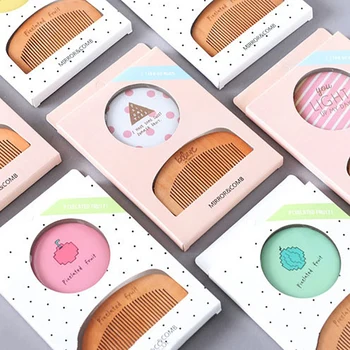 

Advertising Small Gift Giveaway Cartoon Makeup Mirror And Hair Comb Set Promotion Pink Vertical Stripe