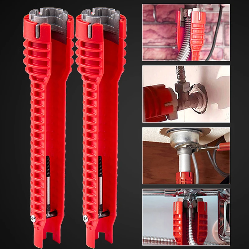 Flume Wrench Sink Faucet Key Plumbing Pipe Wrench 8 In 1 Anti-slip Kitchen Repair Plumbing Tool Bathroom Wrenches Sets