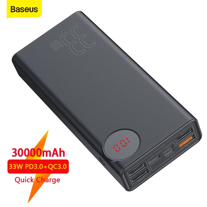 

Baseus 30000mah Power Bank External Battery Quick Charge 3.0 QC USB Type-C PD Fast Charging For iP For Samsung Powerbank Charge
