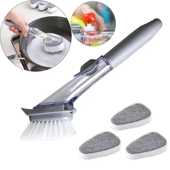 

Long Handle Pan Brush Kitchen Automatic Liquid Additive Solution Dish Brush Dirty Remove Cleaning Brush Kitchen Clean Tools