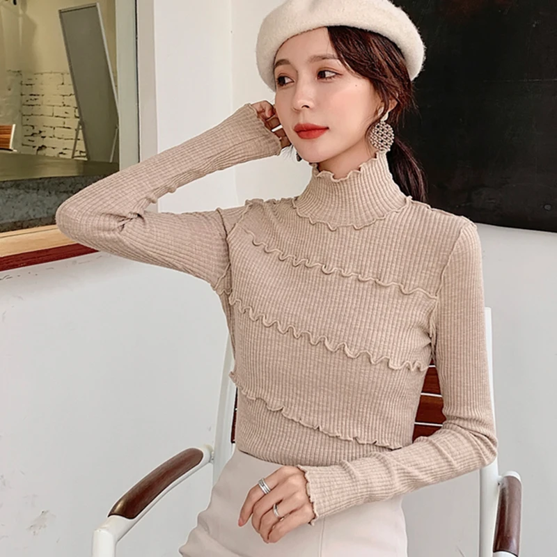 

Korean Autumn Knitted Sweater Women Turtleneck Long Sleeve Thin Sweaters Woman Bottom Sweters Women Invierno 2019 Womens Sweater