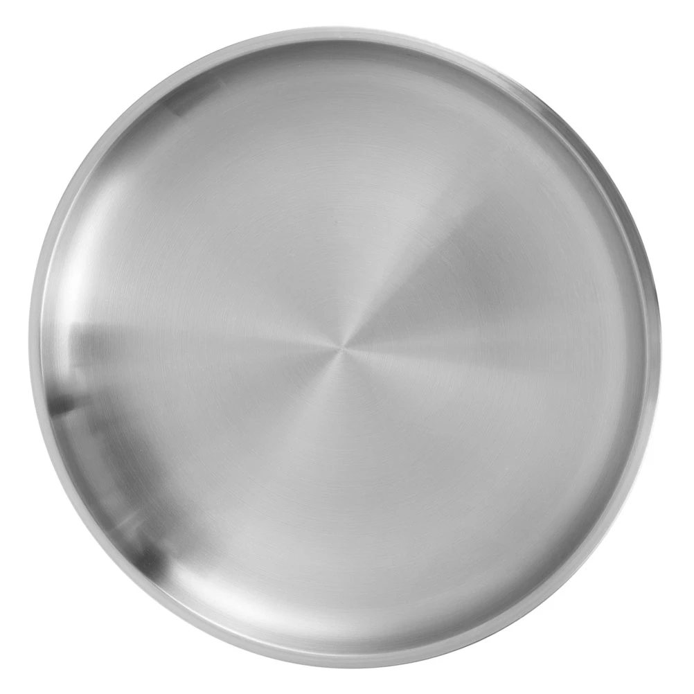 Bandeja redonda para servir placa de inoxidable gruesa para parrilla frutas, 1 unidad|Bandejas de almacenamiento| -