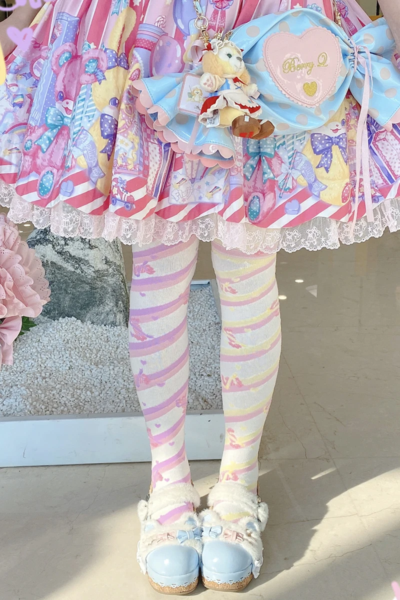 Anime Cosplay Socks Little Candy Lolita socks women over the knee socks Lolita Japanese Harajuku candy striped stockings
