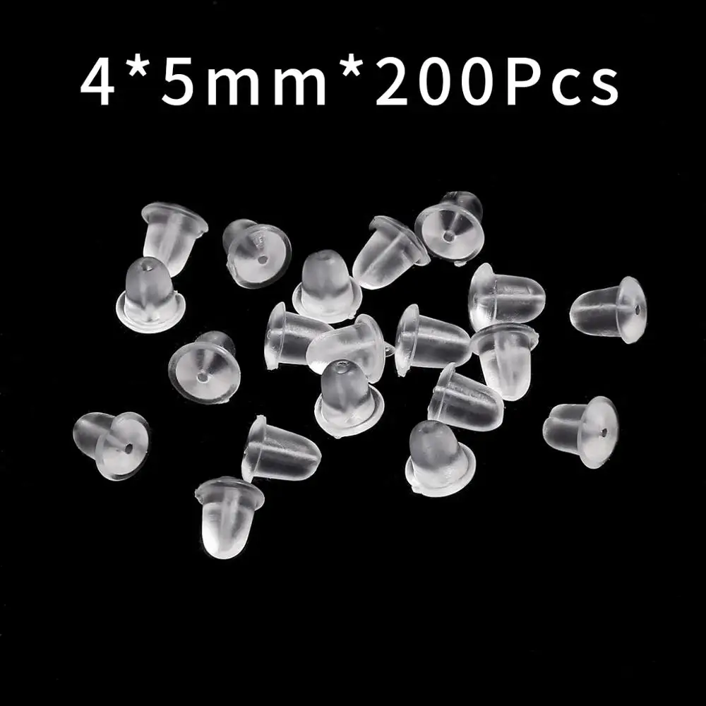 200pcs/lot Simple Clear Rubber Stud Earring Stoppers Silicone Round Ear  Plugging Blocked Earring Backs Stoppers Ear Accessories