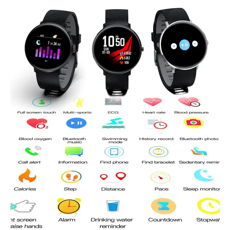 Microwear L10 2.5D цветной экран Alipay Миланская камера сердечный ритм ECG O2 электрокардиограмма монитор напоминание bluetooth Смарт часы