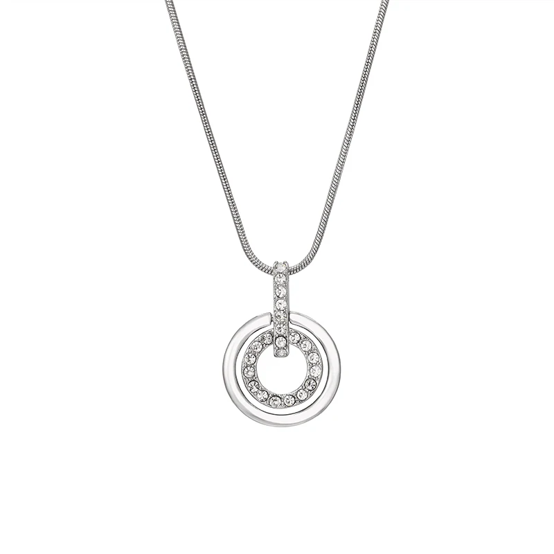 

SWA new crystal circle design plant necklace boutique necklace Swa crystal jewelry female silver chain holiday gift